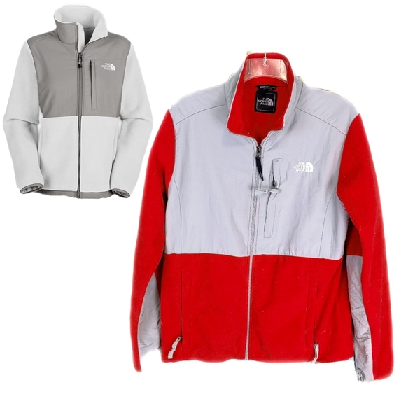 The North Face Vtg Red Gray Fleece Denali L Jkt